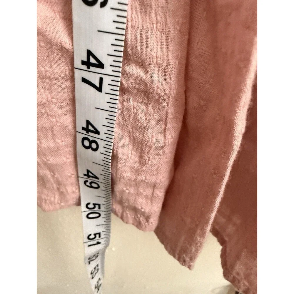 Free People Midi Dress Sz Medium Desert Dazed Pink Cotton Short Sleeve Smocked - Picture 7 of 9